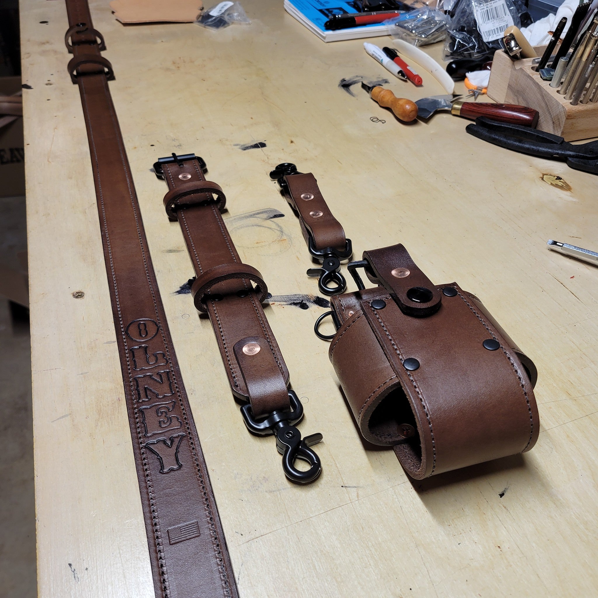 Custom Firefighter Leather Radio Strap SIZE LARGE 60-68"