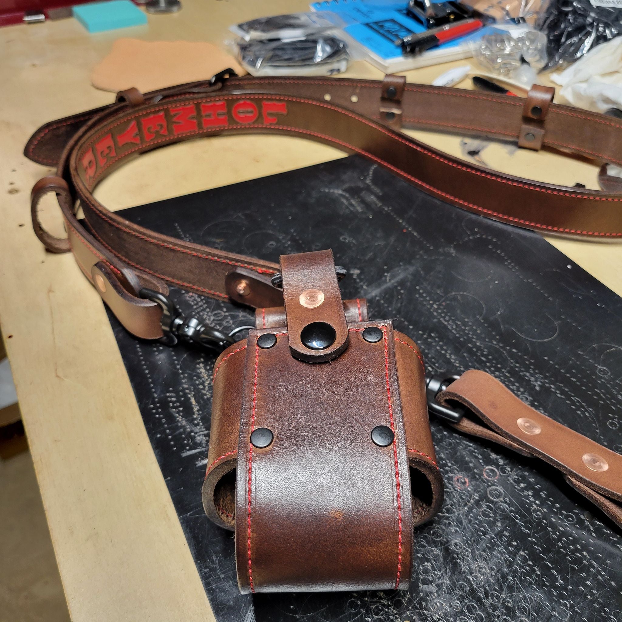 Custom Firefighter Leather Radio Strap SIZE LARGE 60-68"