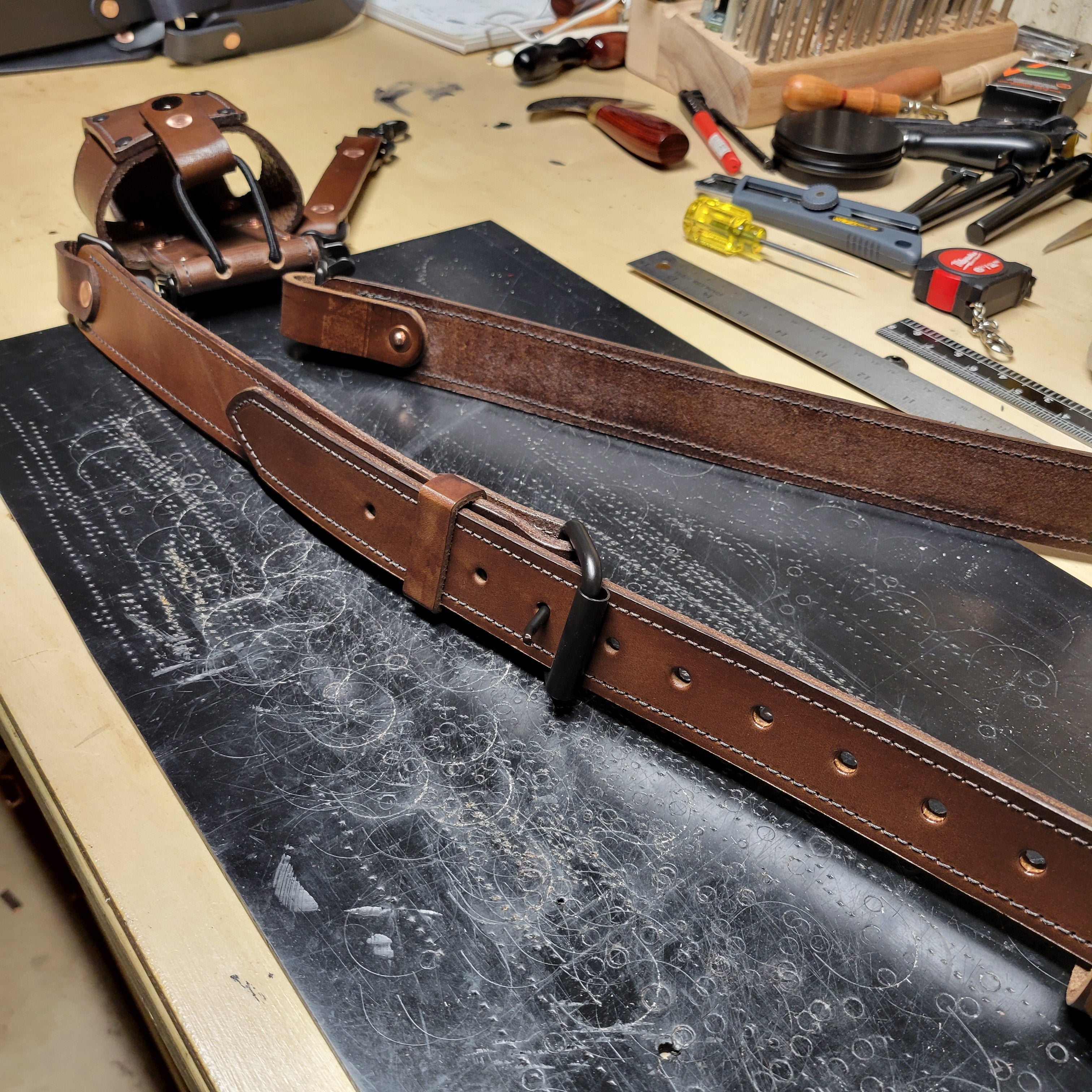 Custom Firefighter Leather Radio Strap SIZE LARGE 60-68"