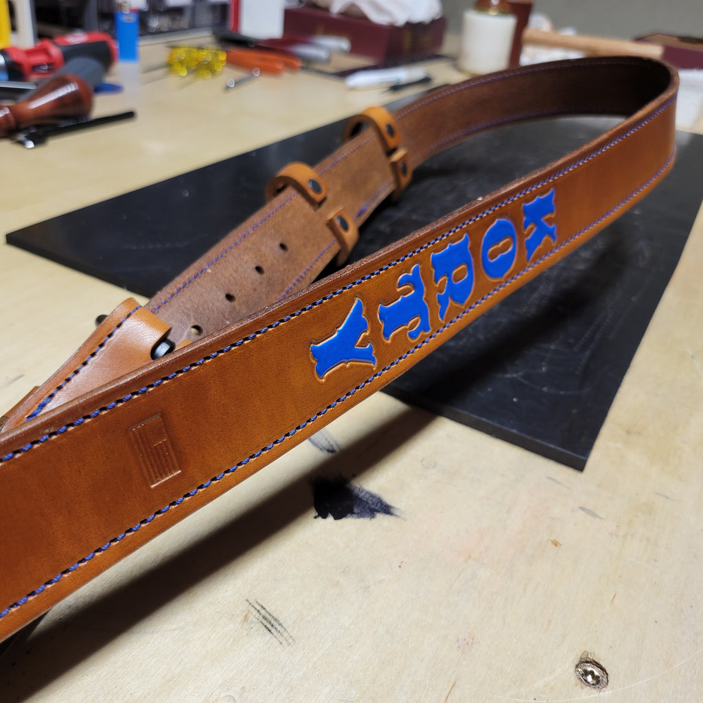 Custom Firefighter Leather Radio Strap SIZE LARGE 60-68"