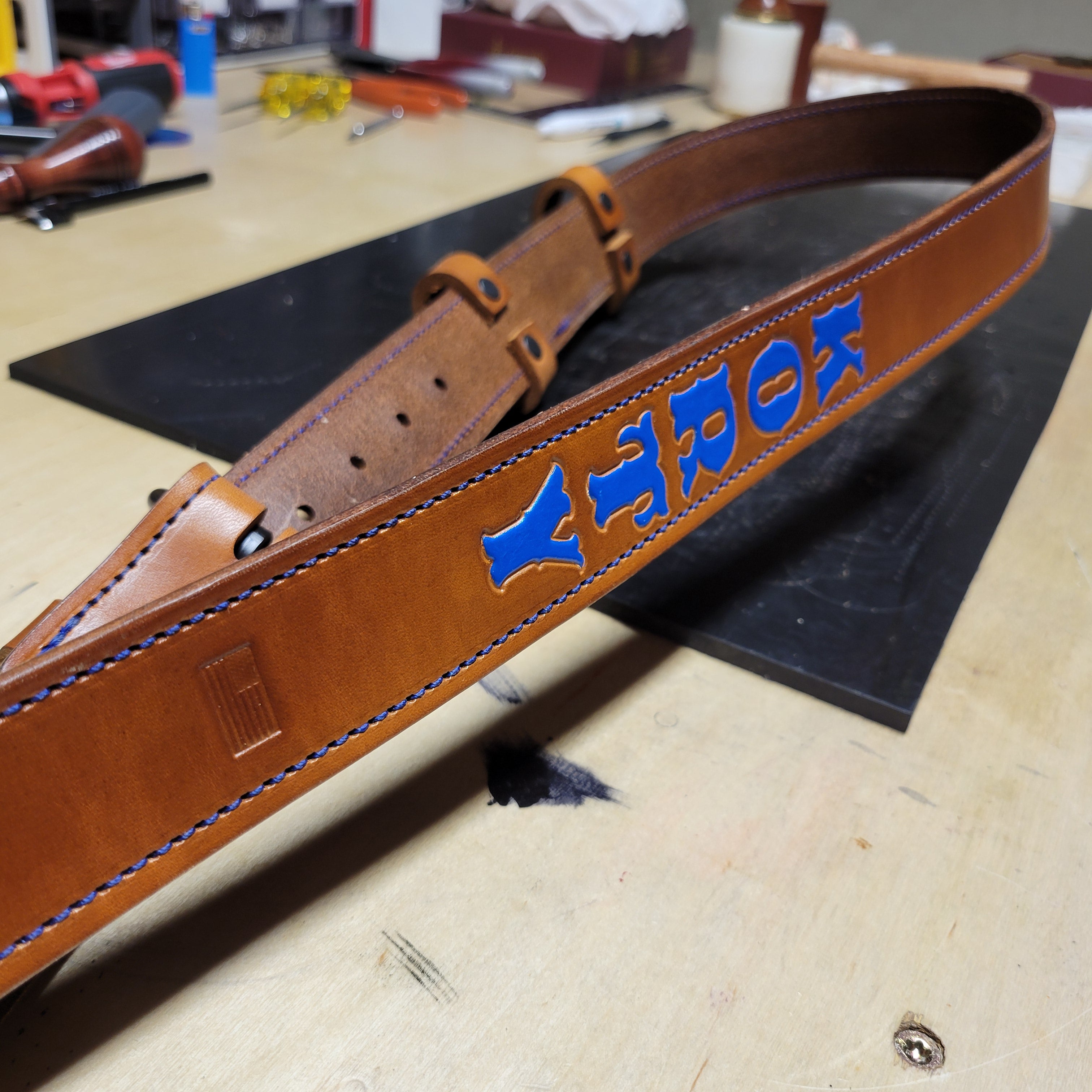 Custom Firefighter Leather Radio Strap SIZE LARGE 60-68"