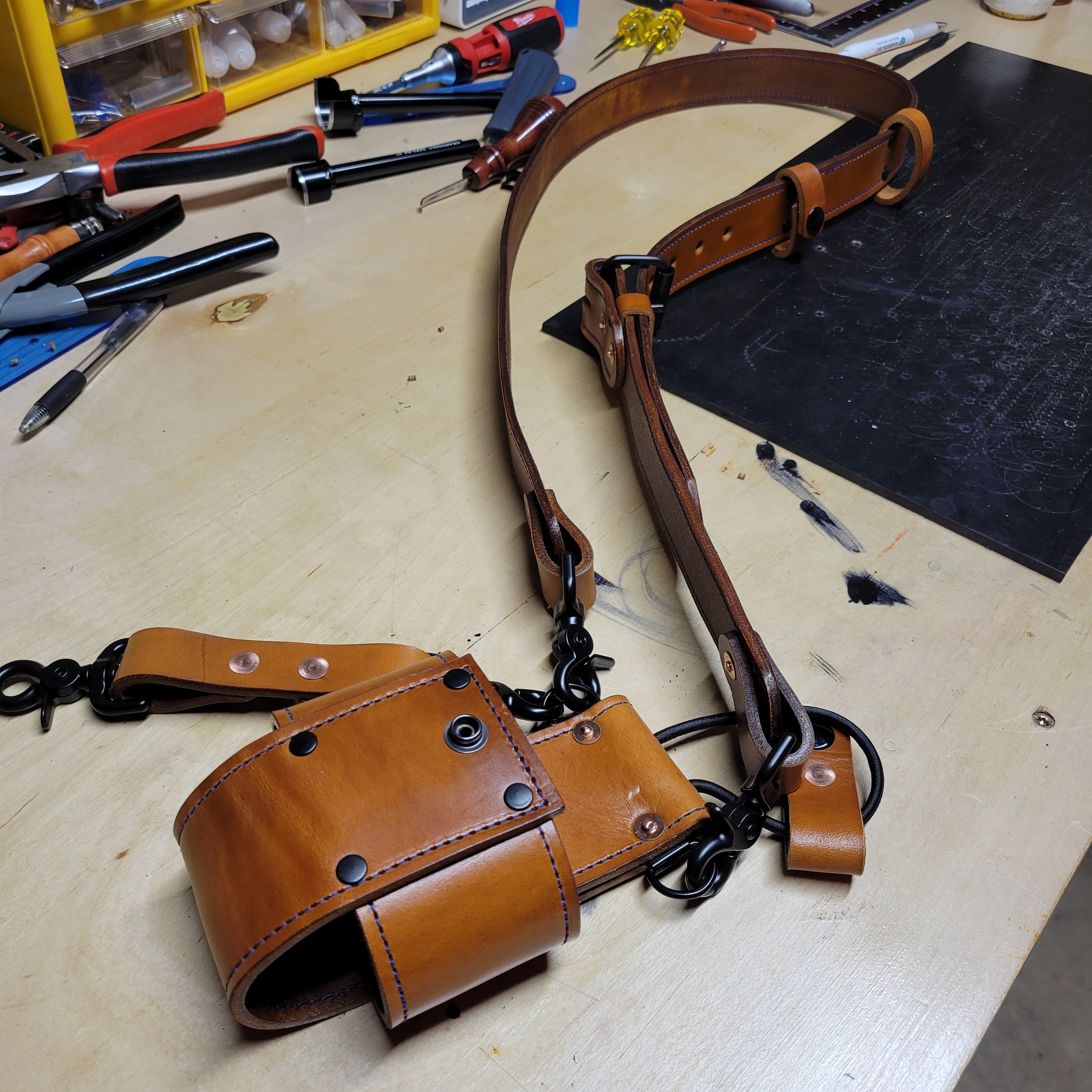 Custom Firefighter Leather Radio Strap SIZE LARGE 60-68"