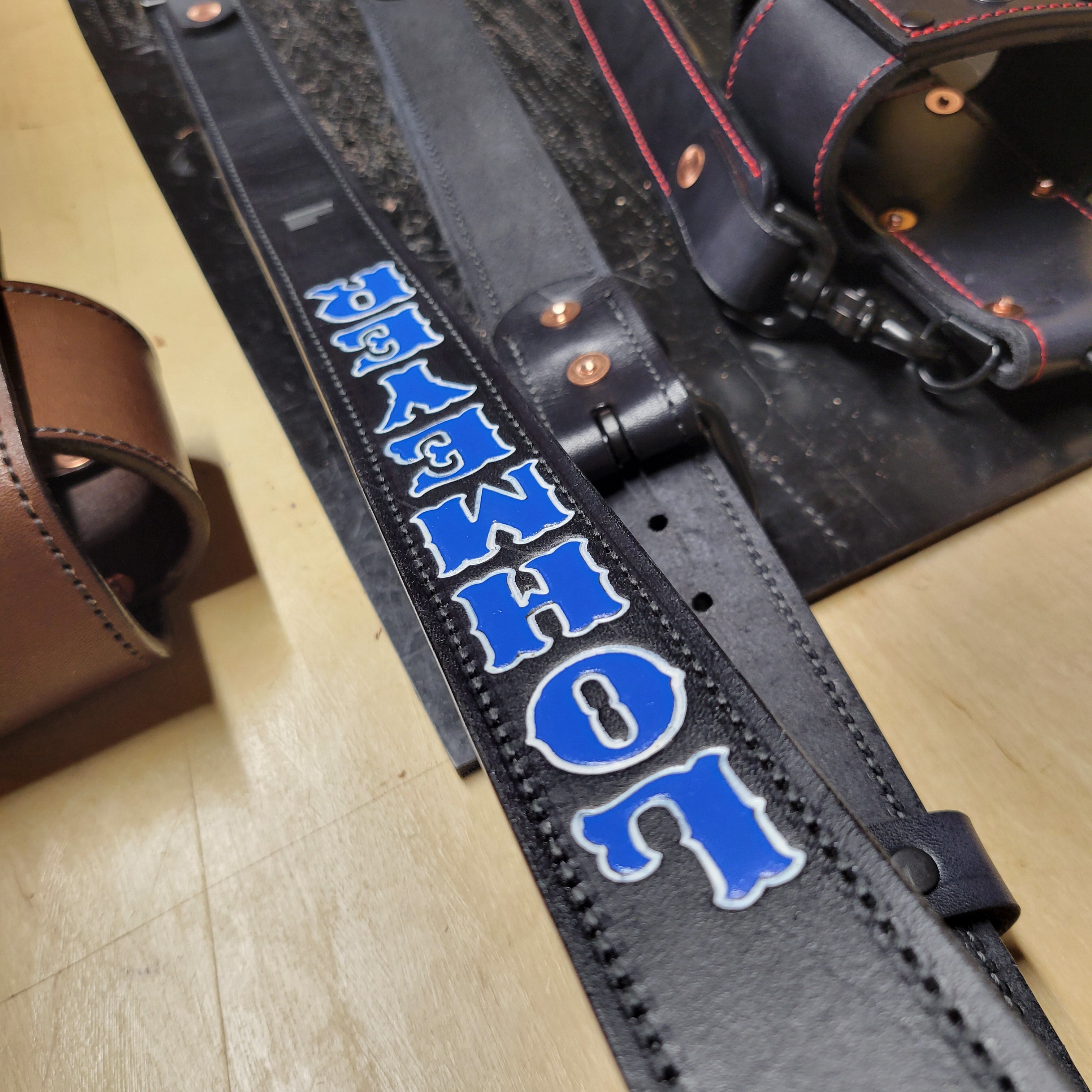 Custom Firefighter Leather Radio Strap SIZE LARGE 60-68"