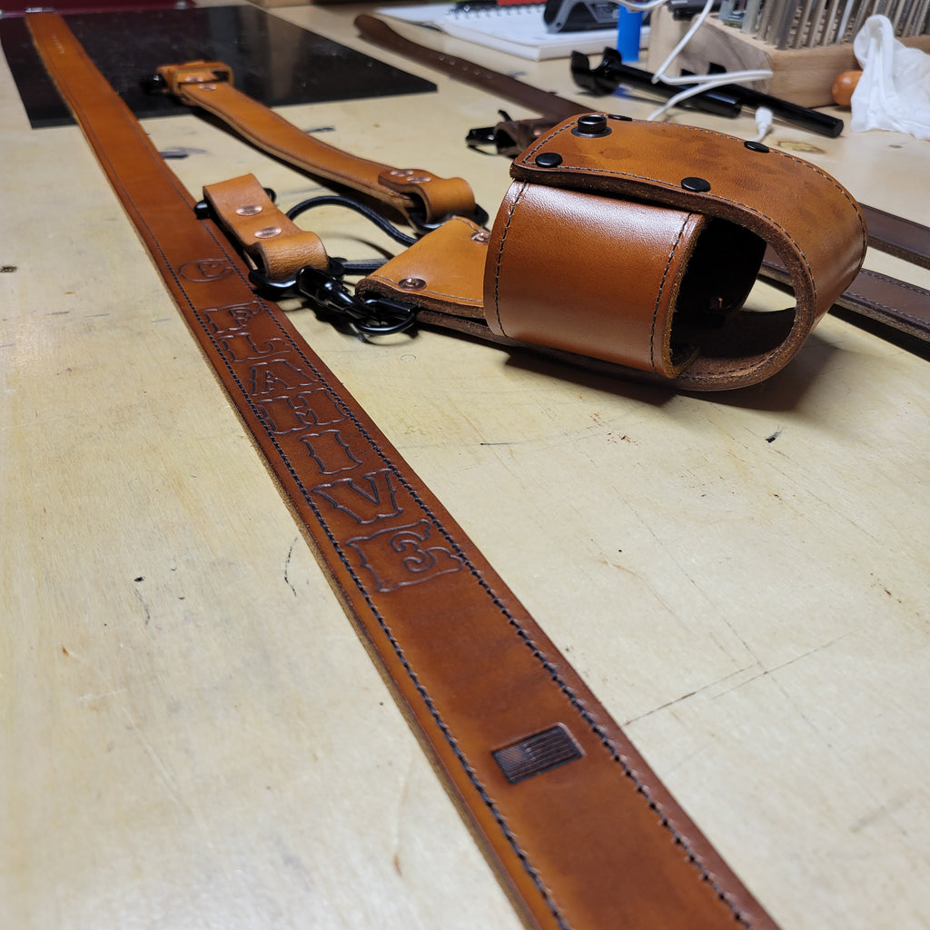 Custom Firefighter Leather Radio Strap SIZE LARGE 60-68"