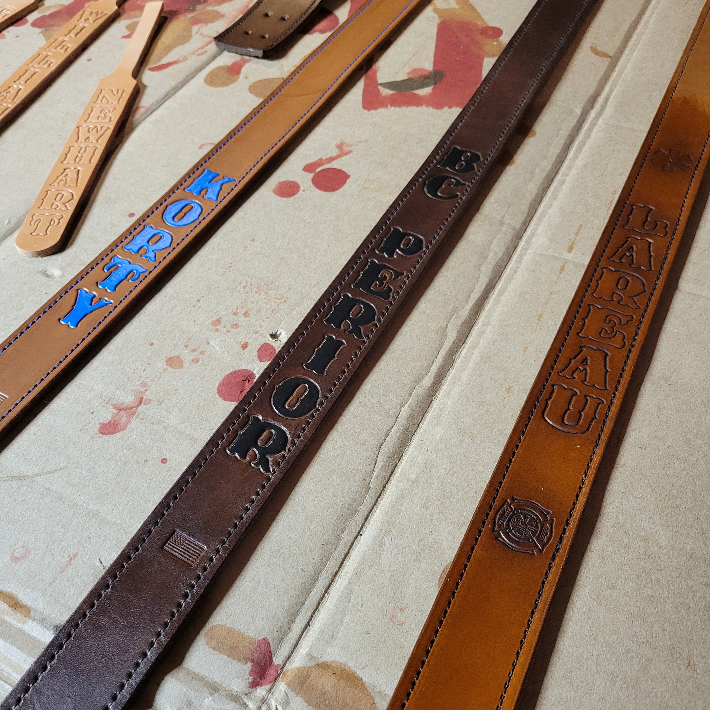Custom Firefighter Leather Radio Strap SIZE LARGE 60-68"