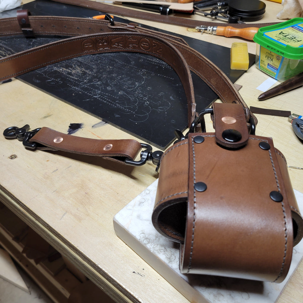 Custom Firefighter Leather Radio Strap SIZE LARGE 60-68"